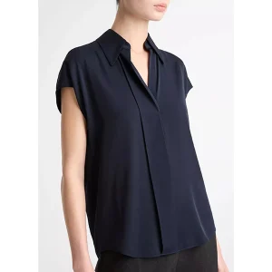 Cap Slv Hidden Plkt Bluse Coastal