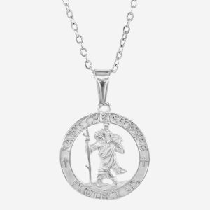 St. Christopher Halskjede I Rustfritt Stål | Herre | Sølv | Lenkekjede